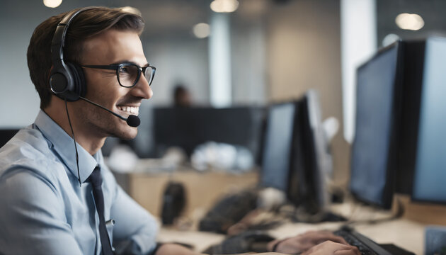 Service Desk Cybersecurity Expert Working On Multiple Monitors Data Networking Operations Center