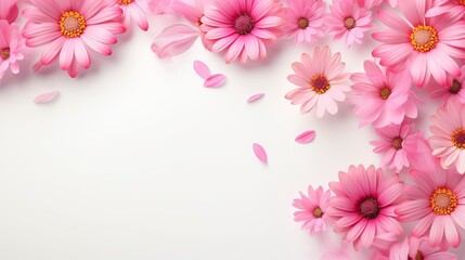 Fototapeta na wymiar a bunch of pink flowers with petals on a white background. generative ai