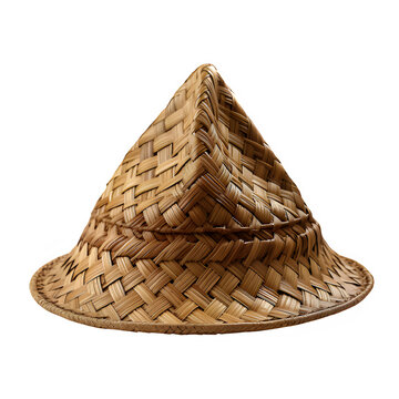 recommend clip art: triangular woven bamboo hat png ,traditional asian farmer hat isolated ,generative ai