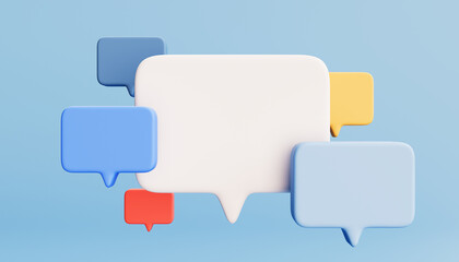 3D speech bubbles for text replacement, chatting or message box, social media chatting concept. 3d render illustration