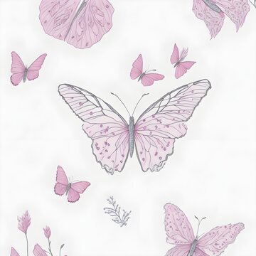 seamless pattern with butterflies, wallpaper, fabric , AI generated