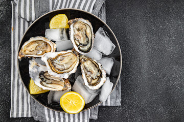 oyster seafood fresh meal oysters food snack on the table copy space food background rustic top view
