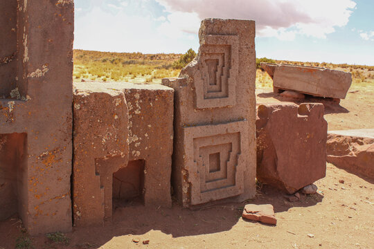 the perfectly carved stones at the archaeological site of puma punku, in tihuanaco - Bolivia