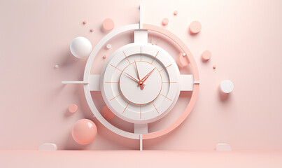 3Dクラフト　時計のイラスト背景