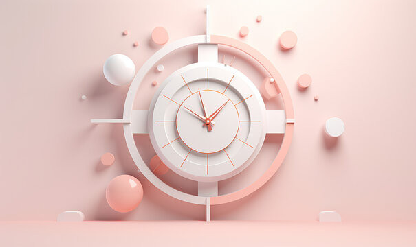 3Dクラフト　時計のイラスト背景