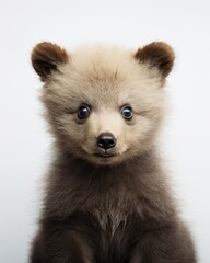 Obraz premium close up of a bear cub on a white backdrop