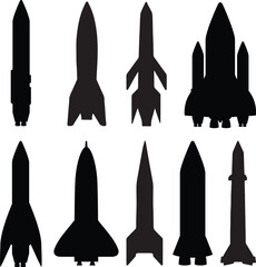 Space Rocket Silhouette Vector Pack
