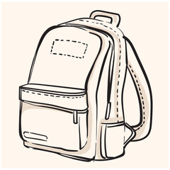 School Backpack Doodle line art, Trendy Teacher Bag Communication Chat Elements
