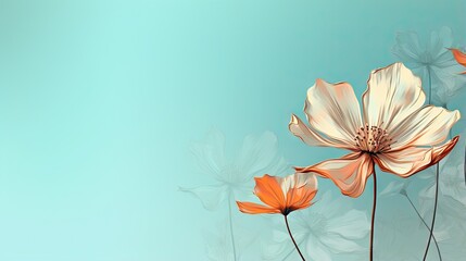  a group of orange and white flowers on a blue background.  generative ai