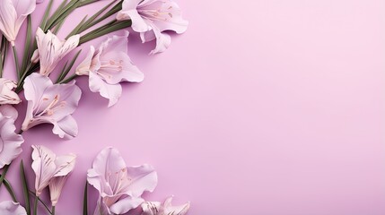  a bunch of pink flowers on a pink background with space for text. generative ai