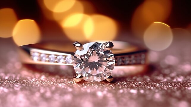 free photos Shiny gold wedding ring with diamond gemstone AI generated images