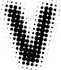 Letter V uppercase halftone effect display font.