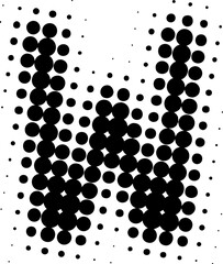 Letter W uppercase halftone effect display font.