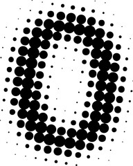 Letter number 0 halftone effect display font.