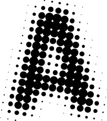Letter A uppercase halftone effect display font.