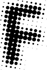Letter F uppercase halftone effect display font.