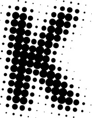 Letter K uppercase halftone effect display font.