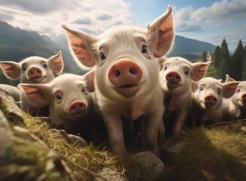 A group of piglets
