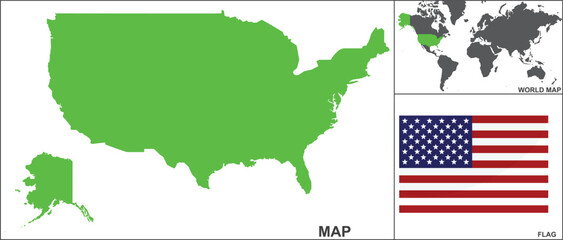USA map and flag. vector