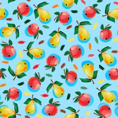 Seamless patterns with apples and pears
