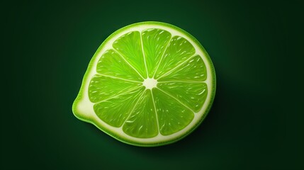  a lime cut in half on a green background with a green background.  generative ai