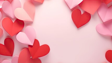  a pink and red background with hearts floating in the air.  generative ai