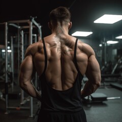 Fototapeta na wymiar Gym back image of a man with muscles