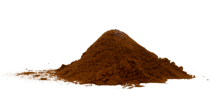 pile of ground coffee isolated