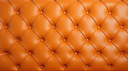  an orange leather upholstered headboard with buttons on it.  generative ai