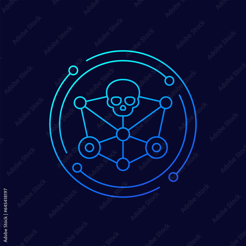 Sticker network vulnerability icon, linear design