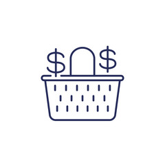 Grocery prices line icon on white
