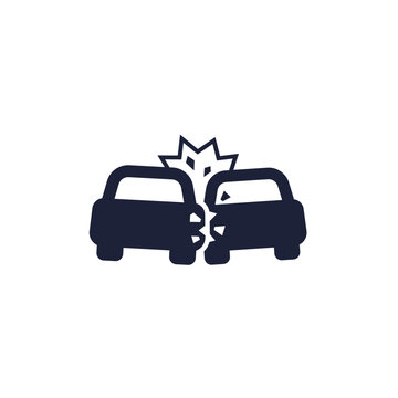 car crash, accident icon on white