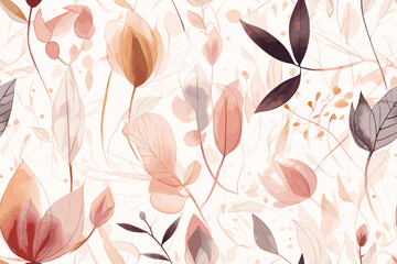 Obraz premium Vector art painting illustration flower pattern. textile, ornamental, ornate, hand drawn, drapery, curl, watercolor, trendy, painting, repeat, fancy, elements, diverse, deco, stain