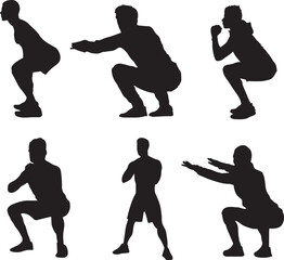 Squat Exercise Silhouette Vector Pack