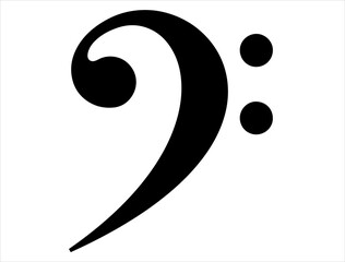Bass clef silhouette vector art white background