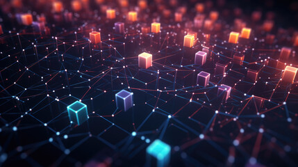Obraz premium Abstract background with Lines and dots connect. Created with Generative AI technology.
