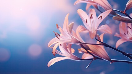  a close up of a flower on a branch with a sky background.  generative ai