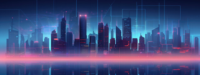 Abstract background of smart futuristic city. Created with Generative AI technology.