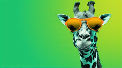  a giraffe with sunglasses on it's head.  generative ai