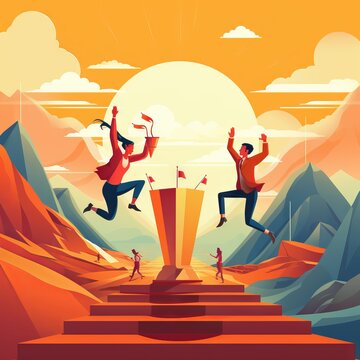 Vector image illustrating the concept of success on life and work