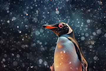 Portrait of a penguin. World Penguin Day.