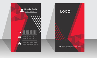 Red Dark Business card concept Modern black business card print templates White business card design, professional business simple modern luxury elegant abstract pattern background.
