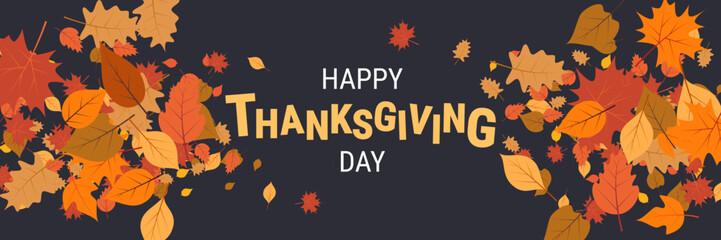 Happy Thanksgiving Day cartoon style vector illustration. Design for banner, flyer, invitation card, coupon, voucher