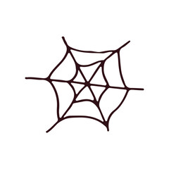 Cobweb. Spider web doodle icon for Halloween. Spider product hand drawing. Vector illustration, isolated on white background