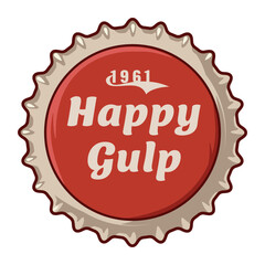 Beer cap vector art for brew emblem or craft beer logo. Label or print with metal cork for bar or brewery shop. Vintage old retro design for pub