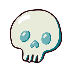 skull isolated on a white background. Cute happy skull. Halloween. Human. Vector illustration.