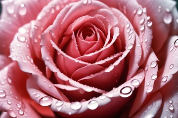 Pink rose flower closeup with water drops attractive pink background