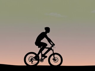 Silhouette of a cyclist on a hill