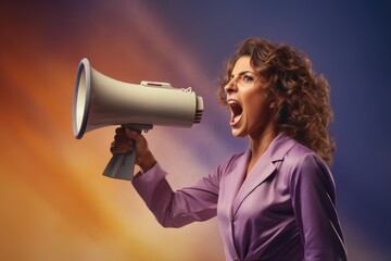 A woman using a megaphone to amplify her voice