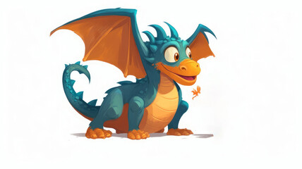 A cute little dragon is a symbol of the new year according to the eastern calendar on a plain background.